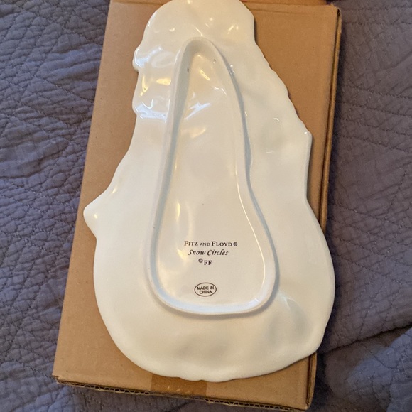 Fitz and Floyd Snow Circles Christmas Canapé Plate with Snowman original box - Picture 3 of 6